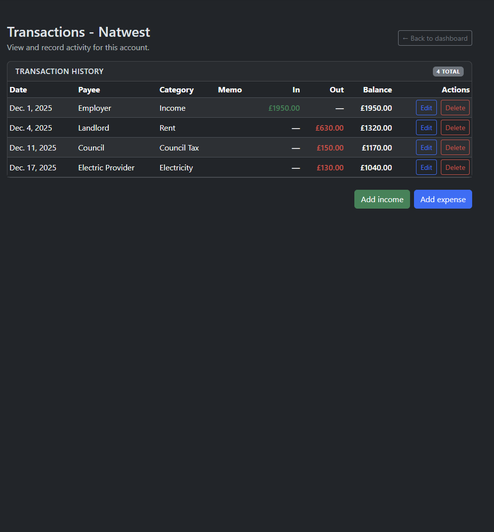 Transactions screenshot
